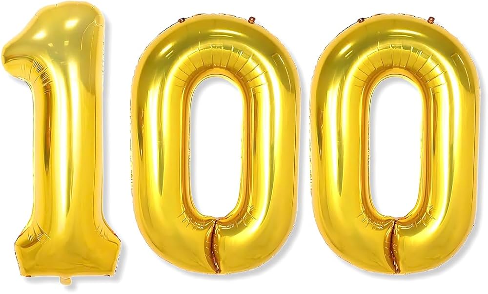 Gold Foil Number 100 Balloon