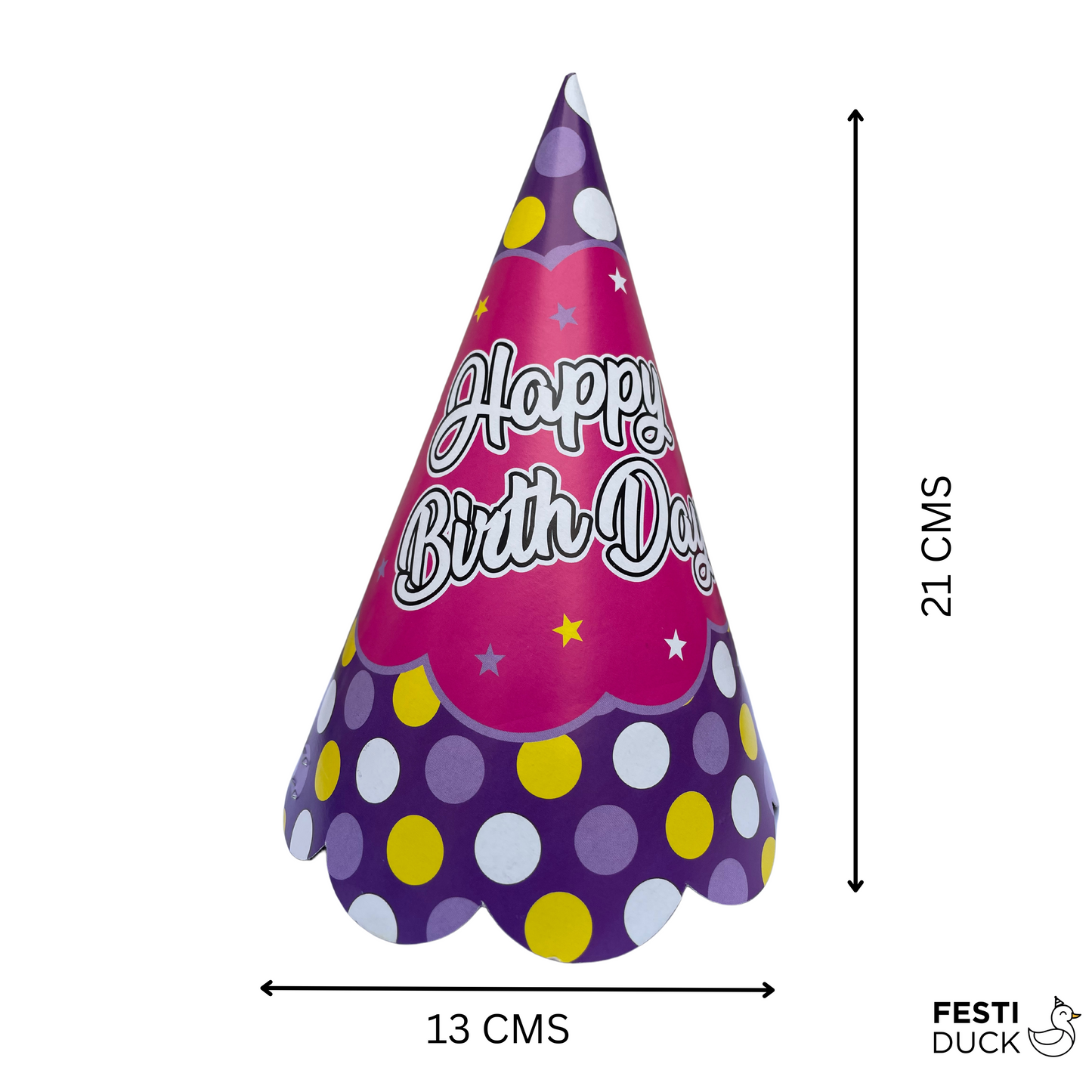 Festi Duck™ Purple Bubbles Happy Birthday Party Hats (Pack of 10)