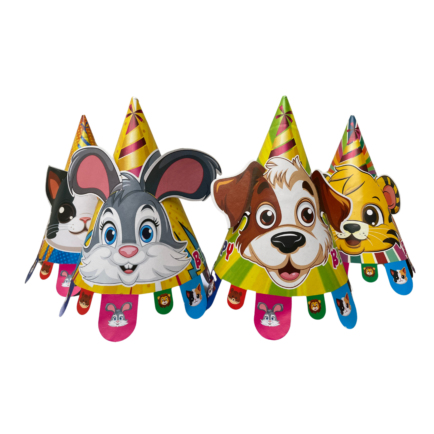 Festi Duck Animal Theme Pop Out Ears Birthday Party Caps - Pack of 8