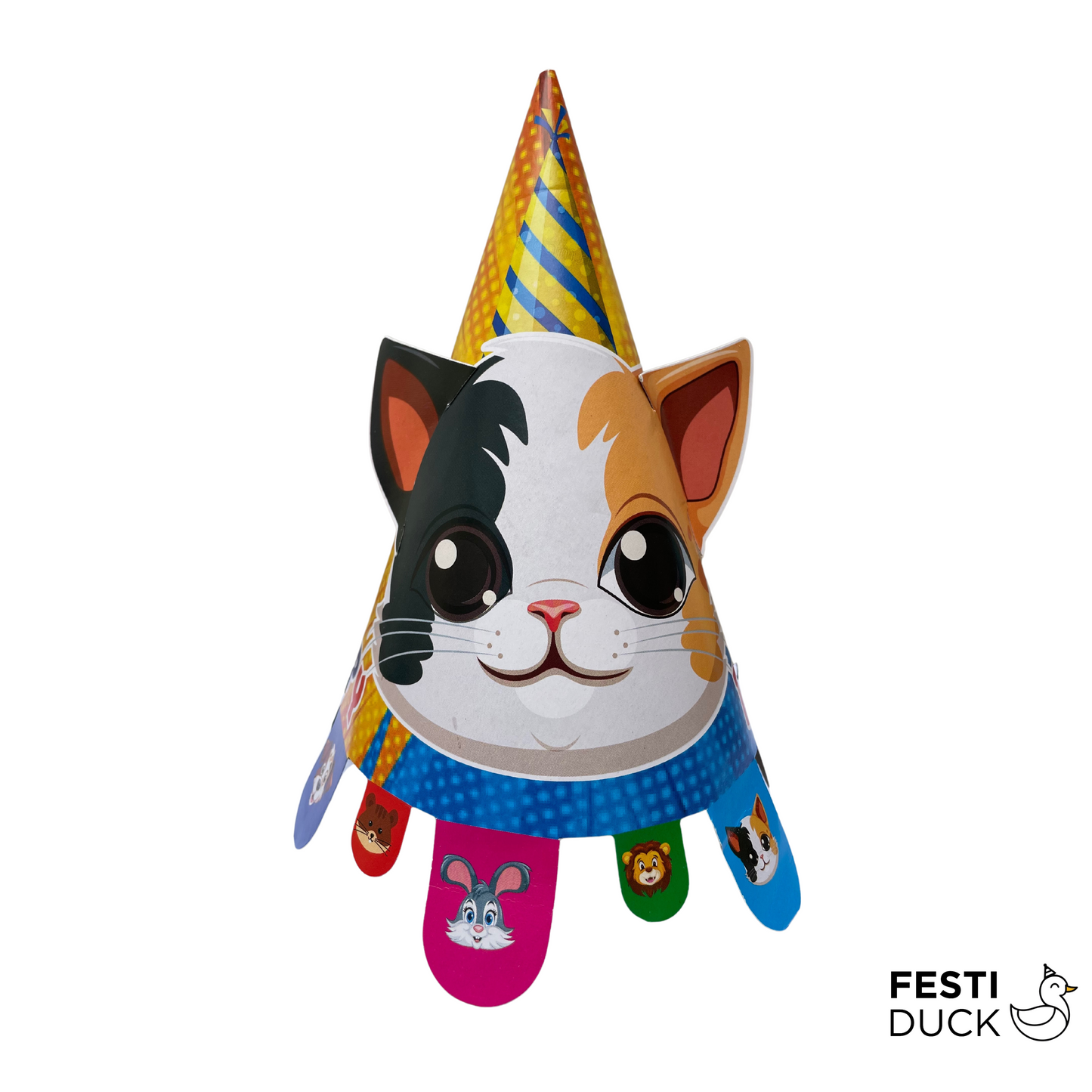 Festi Duck Animal Theme Pop Out Ears Birthday Party Caps - Pack of 8
