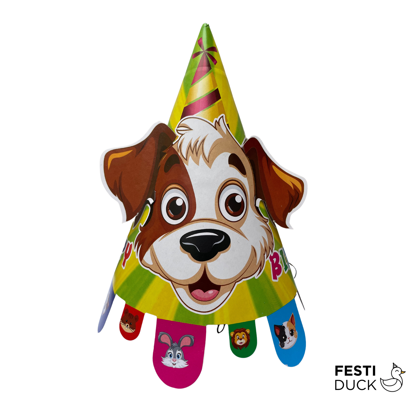 Festi Duck Animal Theme Pop Out Ears Birthday Party Caps - Pack of 8