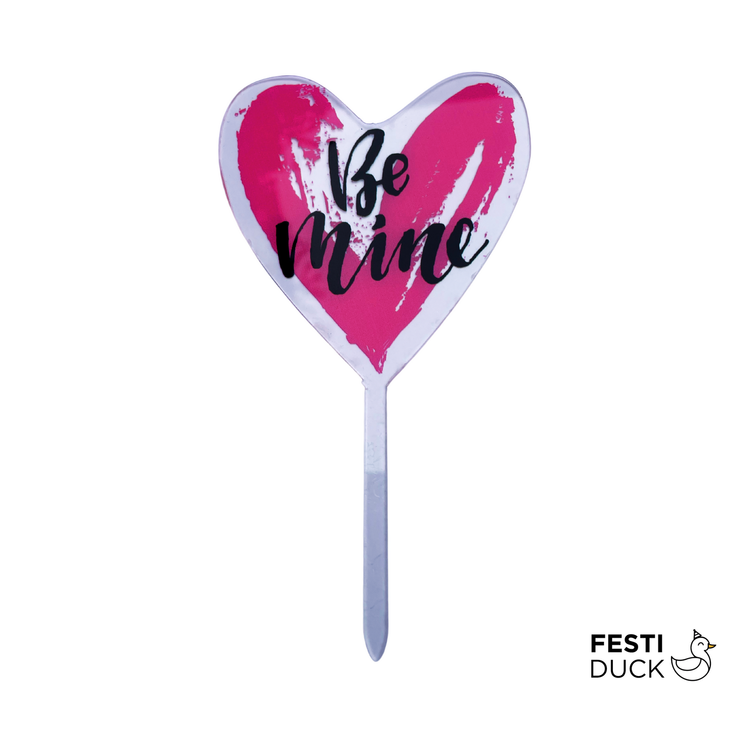 Pink Heart-Shaped "Be Mine" Cake Topper
