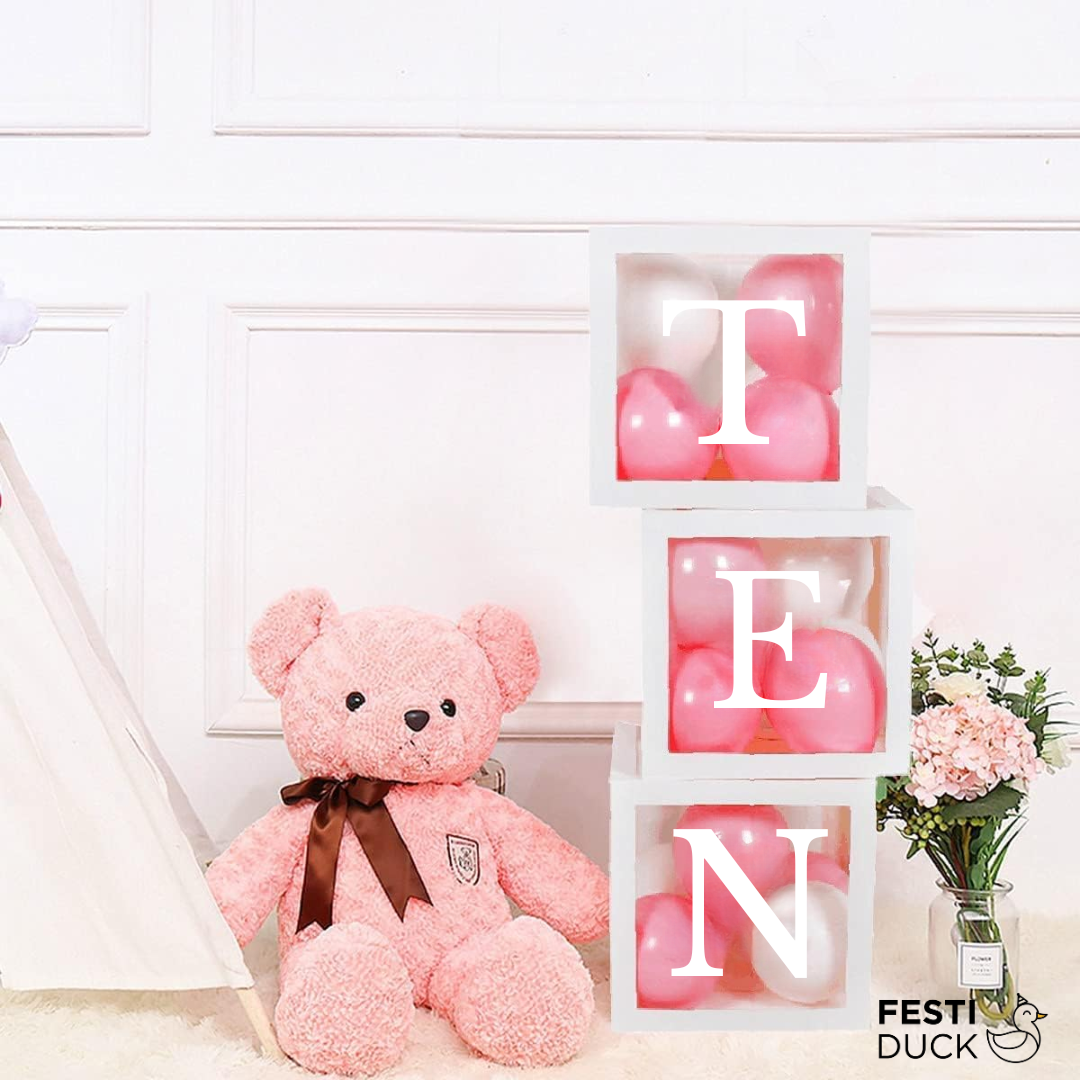 TEN Balloon Box Set - Elegant Lettered Decor for Birthdays ,Weddings and Romantic Events