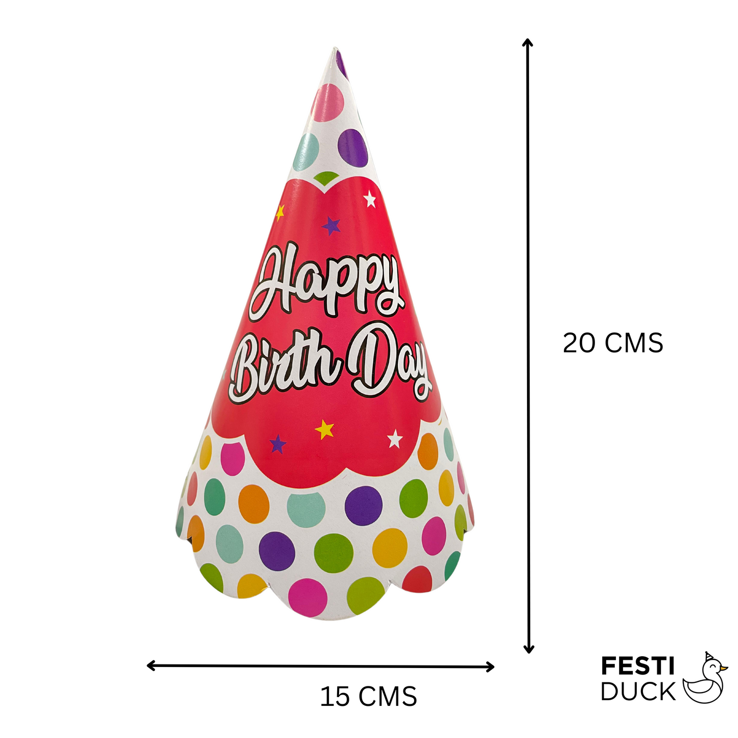 Festi Duck™ Multicolor Bubbles Happy Birthday Party Hats (Pack of 10)