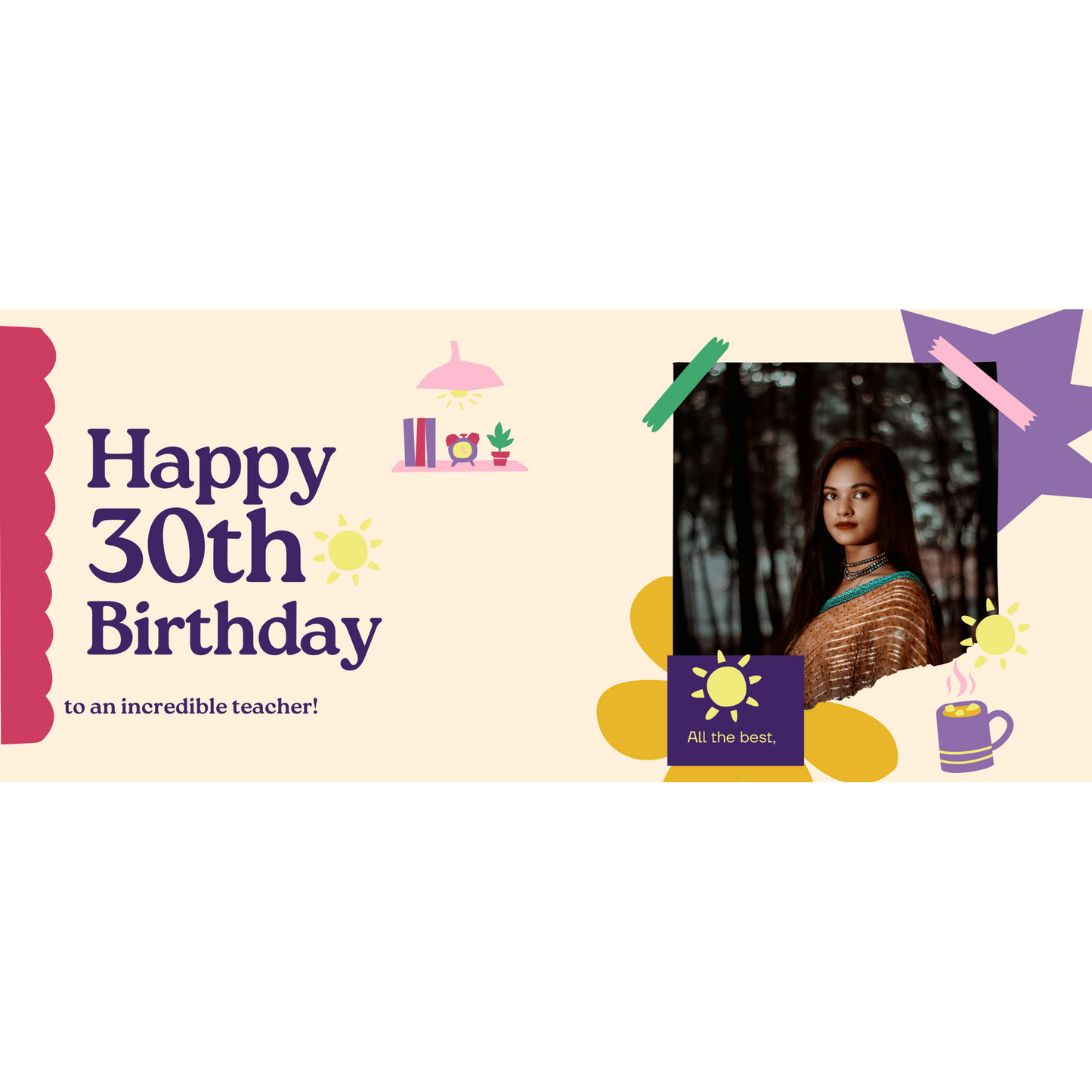 Personalized Teacher's Time to Shine Birthday Backdrop Banner