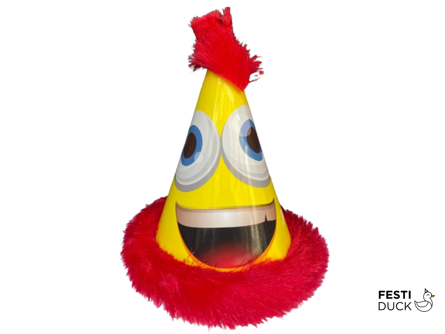 Festi-Duck™ Smiley Emoticon Party Hats - Red Fur, Pack of 5