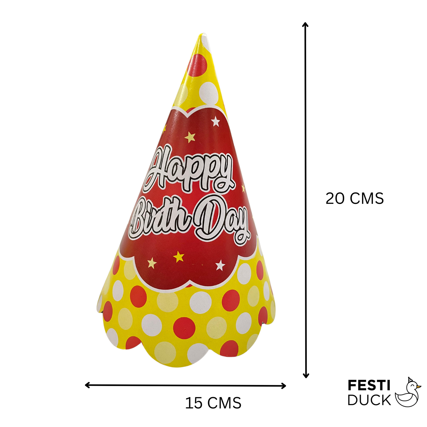 Festi Duck™ Yellow Bubbles Happy Birthday Party Hats (Pack of 10)