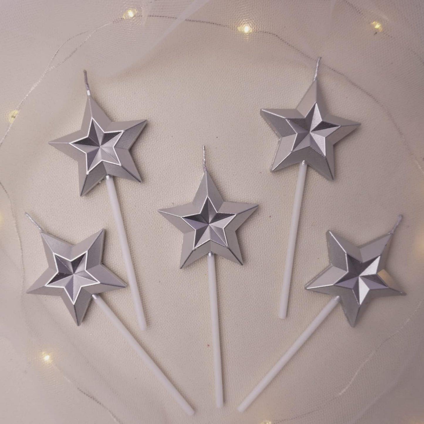 Silver Starry Night Birthday Candles