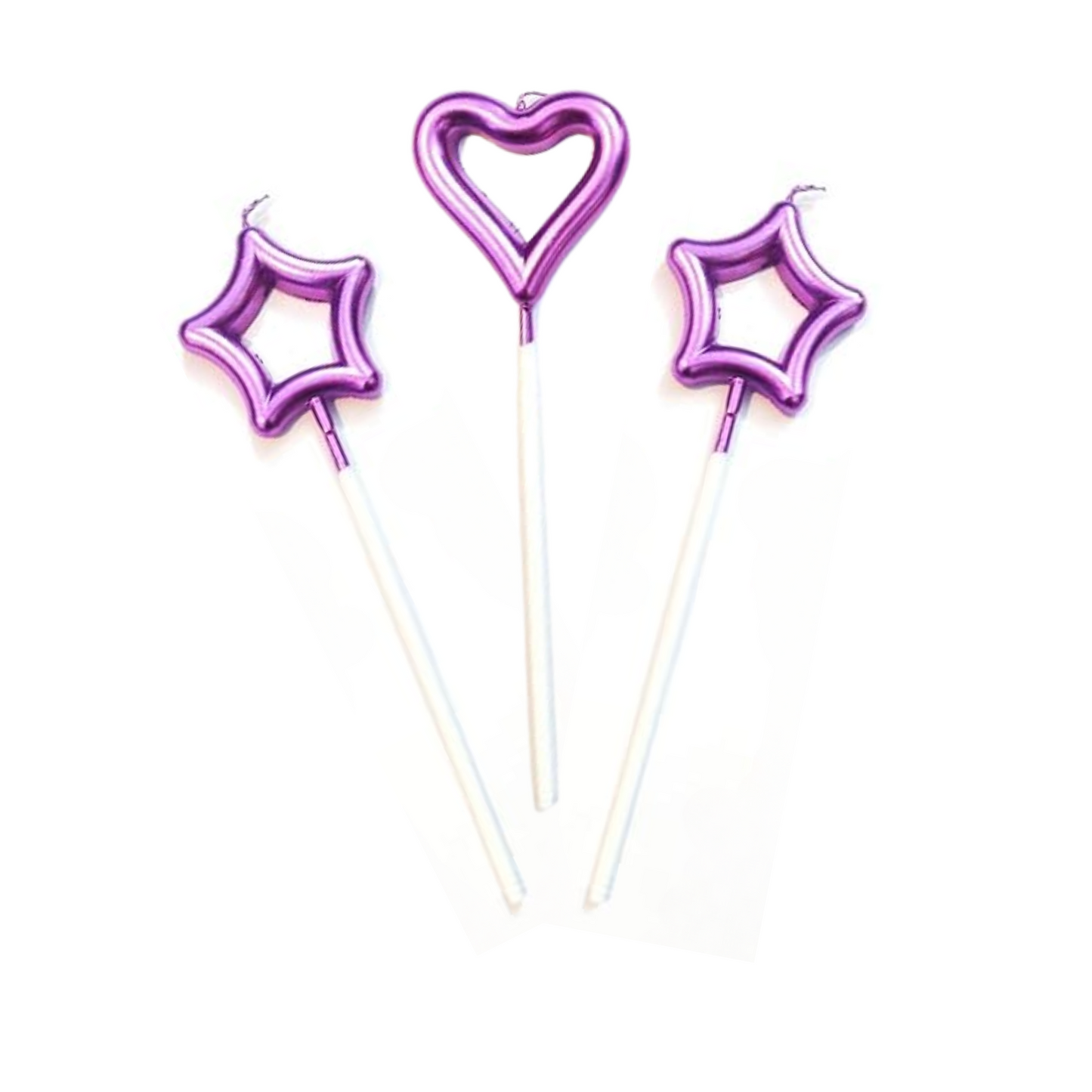 Vibrant Heart and Star Cake Candles (Purple)