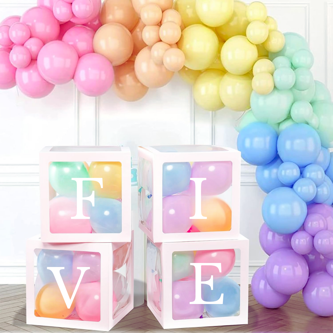 FIVE Balloon Box Set - Elegant Lettered Decor for Birthdays ,Weddings and Romantic Events