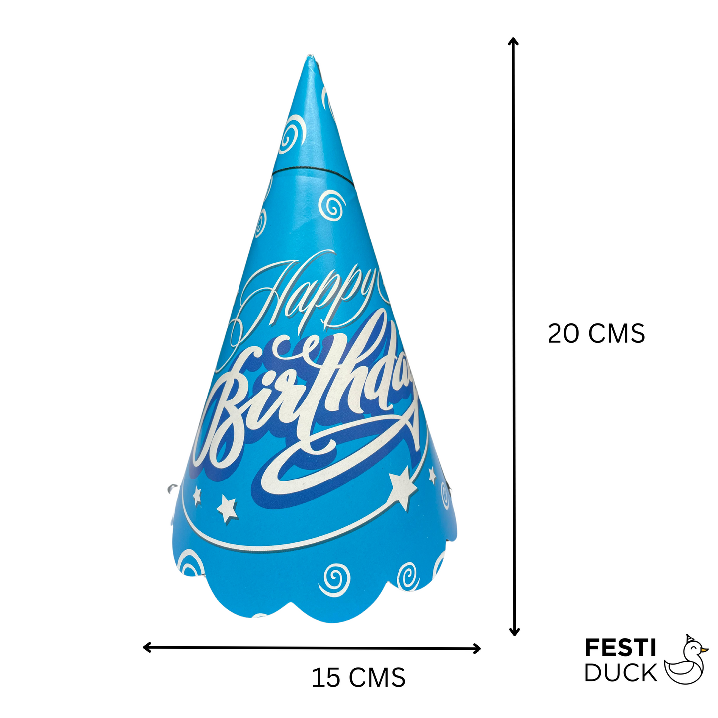 Festi Duck™ Multi-coloured Birthday Caps | Party Hats for Adults & Kids (pack of 10)