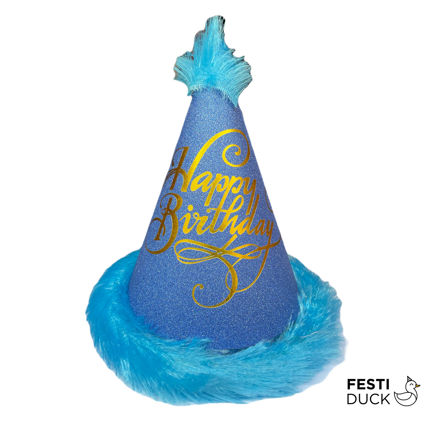 Festi Duck™ Glitter Fur Birthday Party Caps - Pack of 5