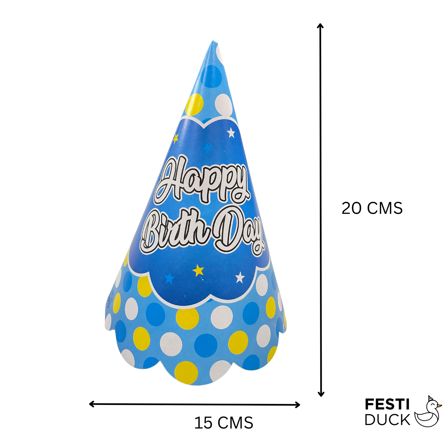 Festi Duck™ Blue Bubbles Happy Birthday Party Hats (Pack of 10)