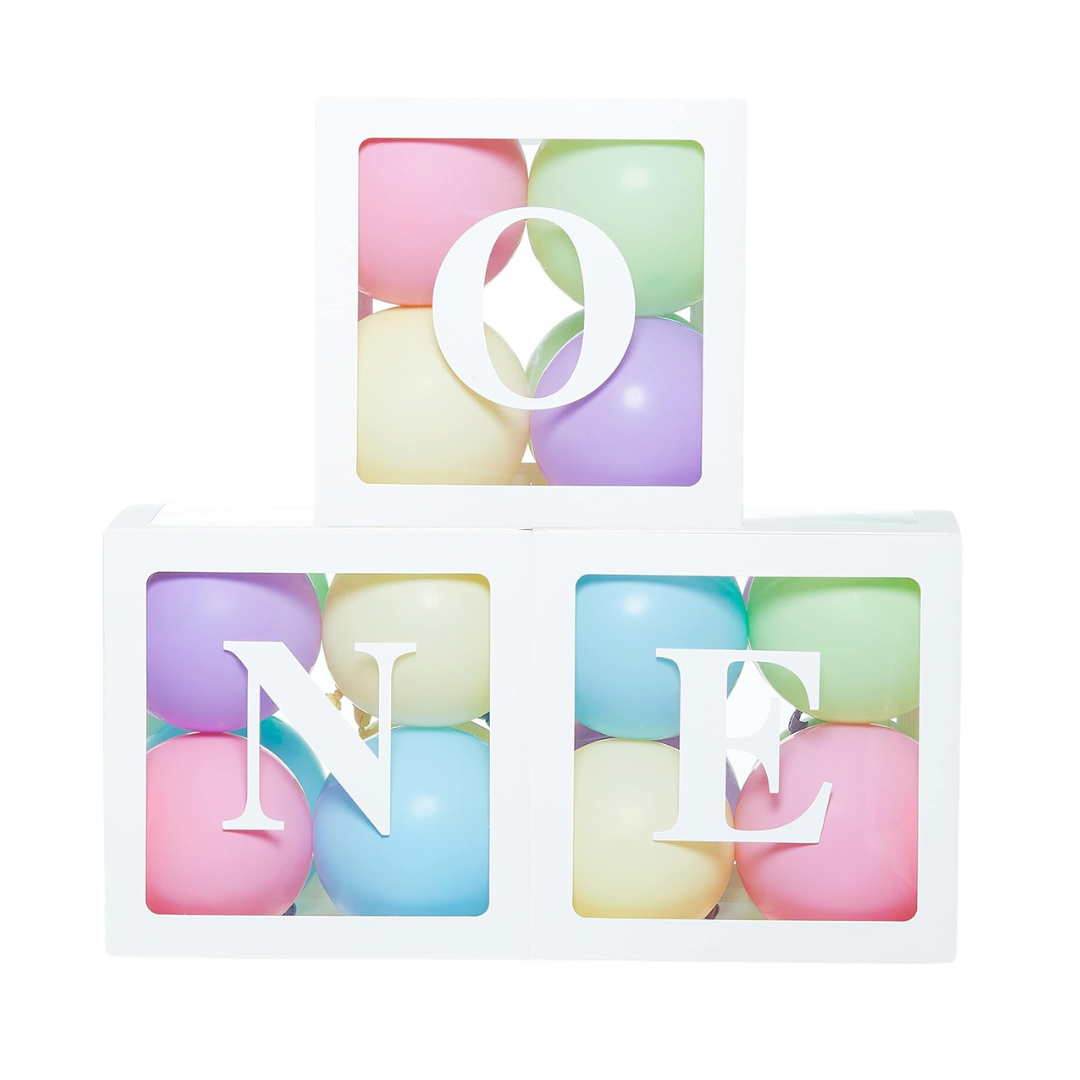 ONE Balloon Box Set - Stylish Lettered Decor for First Birthday Celebrations