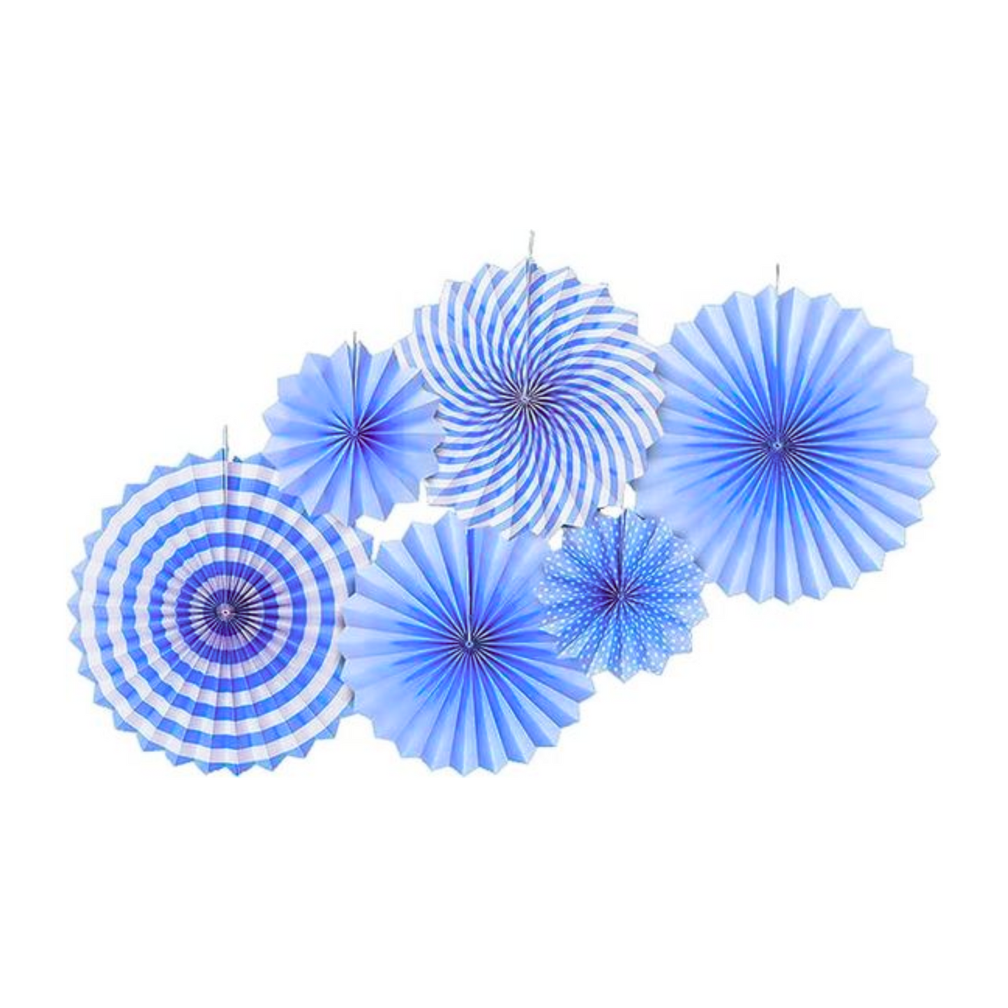 Festi Duck Blue Paper Fans Set (6 Pcs) - Elegant Decorative Fans for Weddings, Birthdays, Holidays, and Party Decor (Blue)