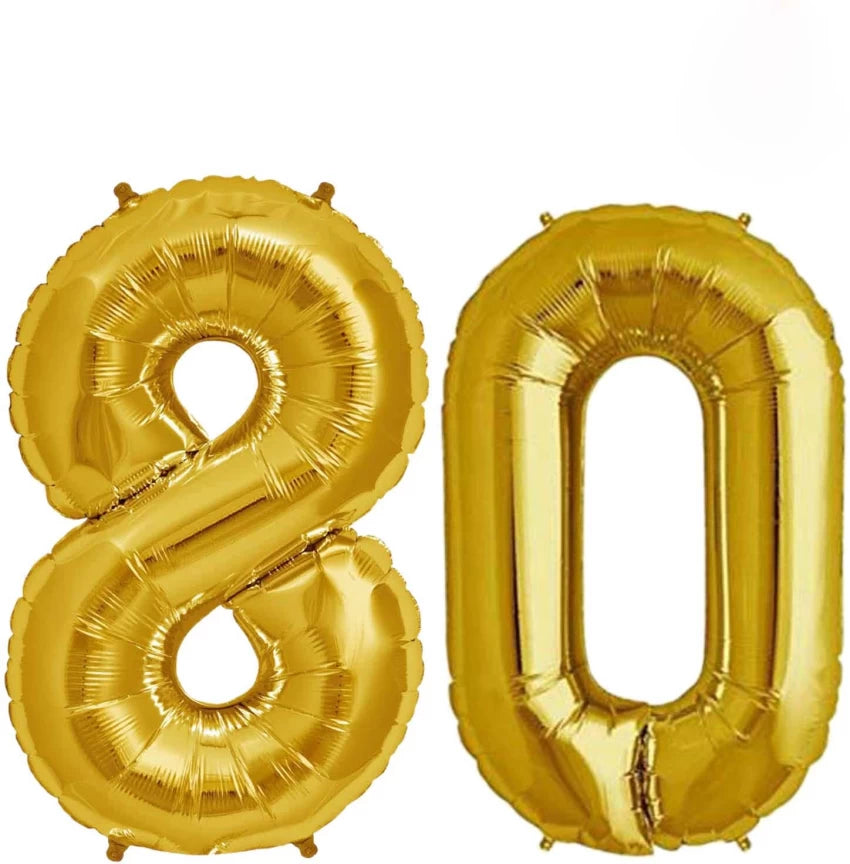 Gold Foil Number 80 Balloon