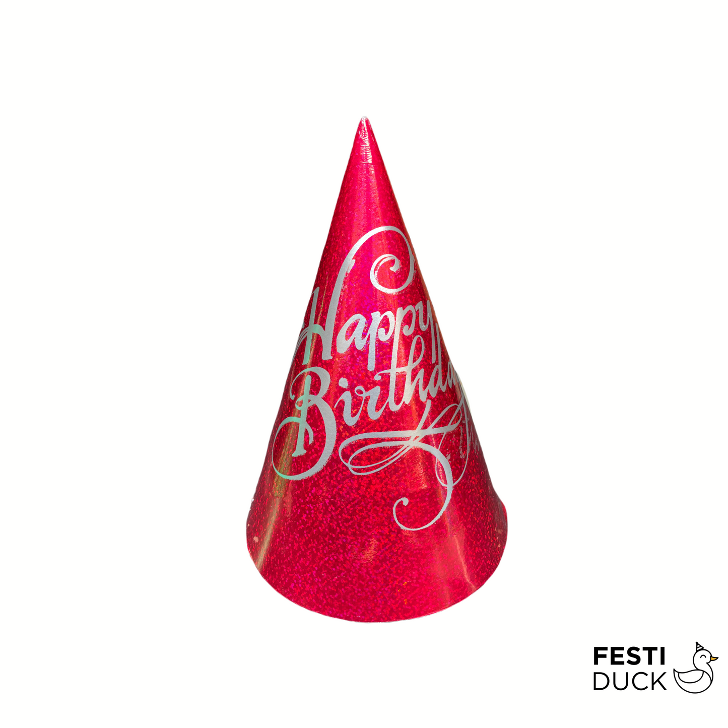 Festi Duck™ Glitter Birthday Party Caps - Pack of 10, Multicolour