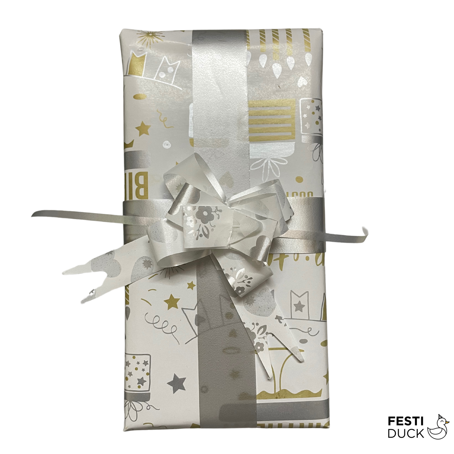 Premium Gift Wrapping Paper - Goldcolour Happy Birthday text Design 70x50cm