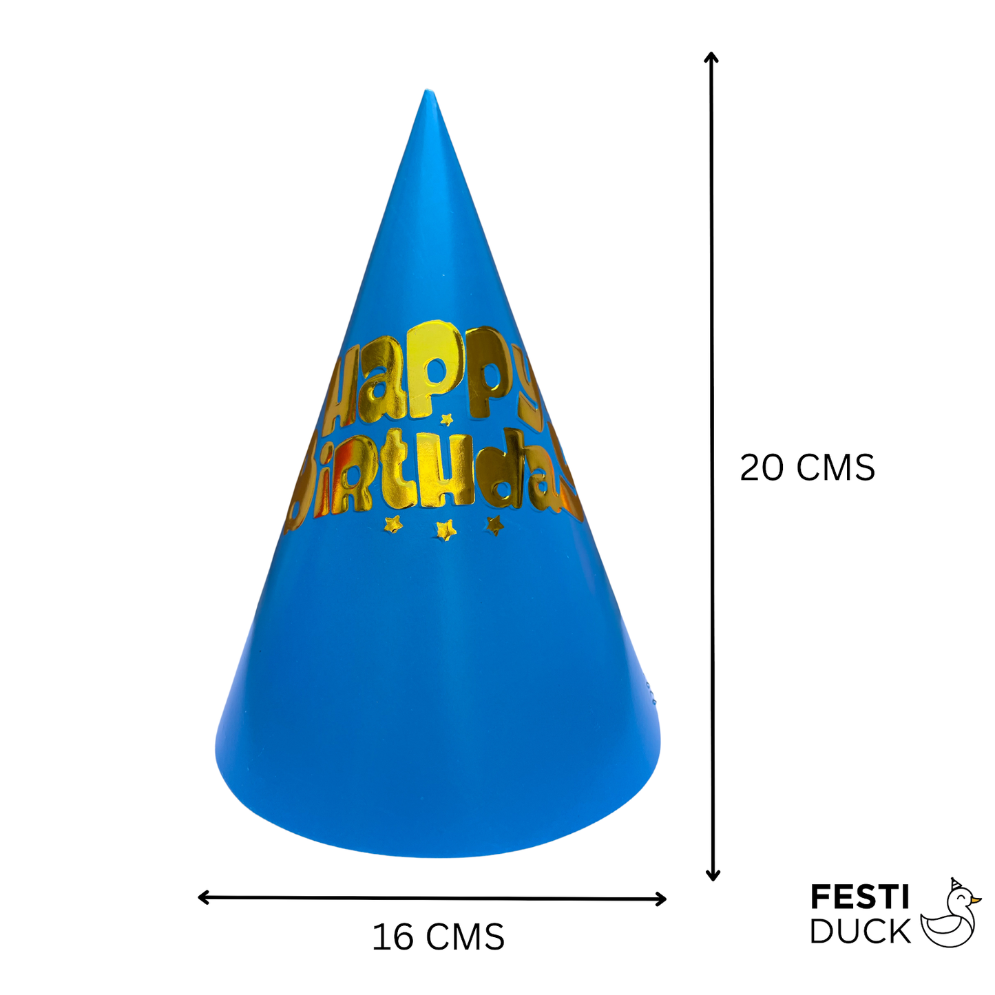 Festi Duck™ Multi-coloured Birthday Caps pack of 10 | Party Hats for Adults & Kids