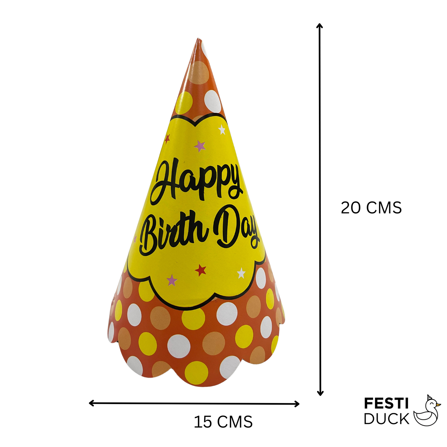 Festi Duck™ Orange Bubbles Happy Birthday Party Hats (Pack of 10)