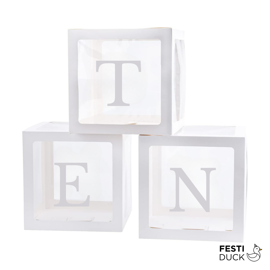 TEN Balloon Box Set - Elegant Lettered Decor for Birthdays ,Weddings and Romantic Events