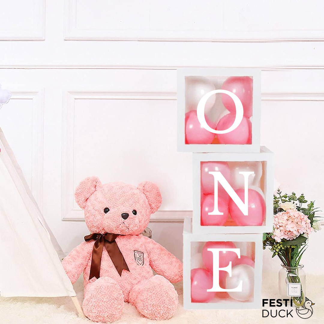 ONE Balloon Box Set - Stylish Lettered Decor for First Birthday Celebrations