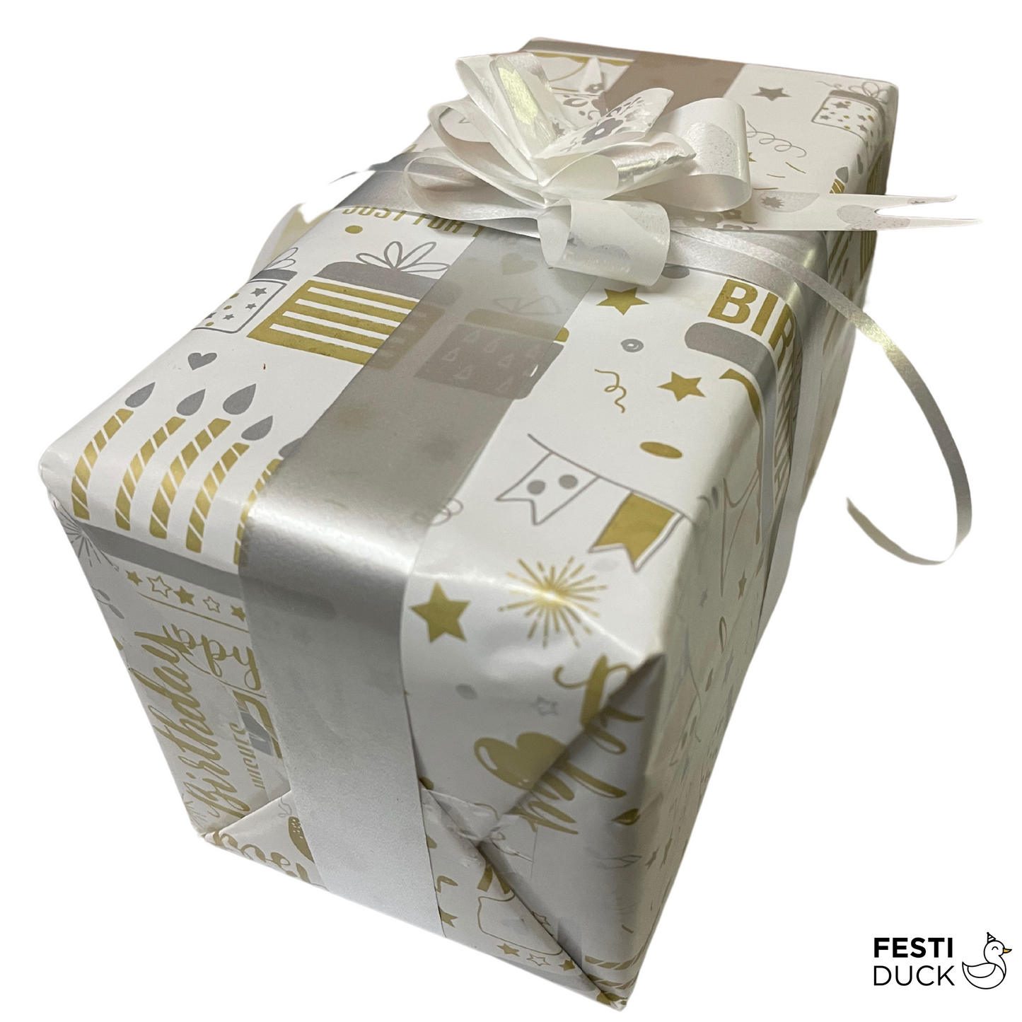 Premium Gift Wrapping Paper - Goldcolour Happy Birthday text  Design  70x50cm