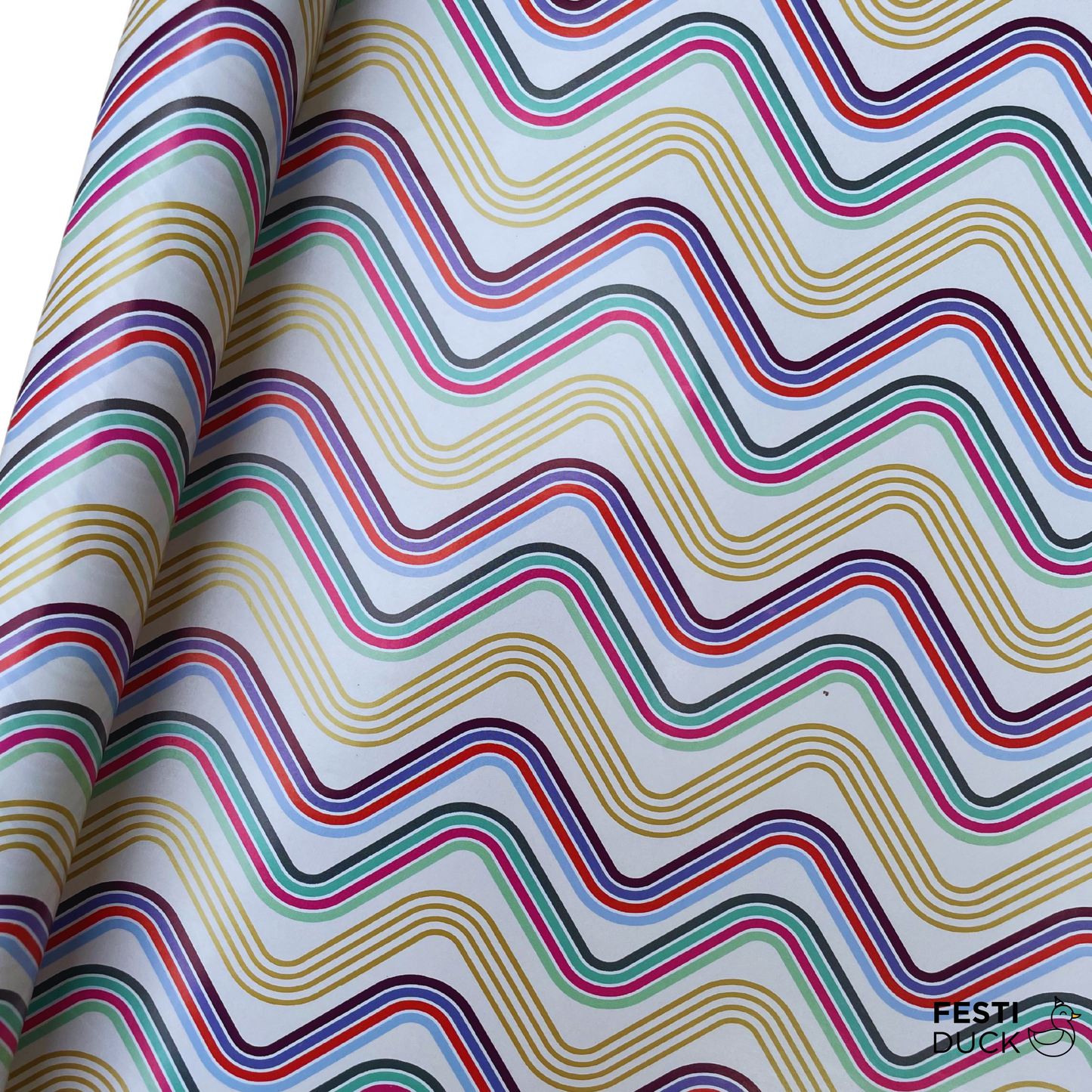 Premium Multicolour Waved Line Gift Wrapping Paper - 70x50cm