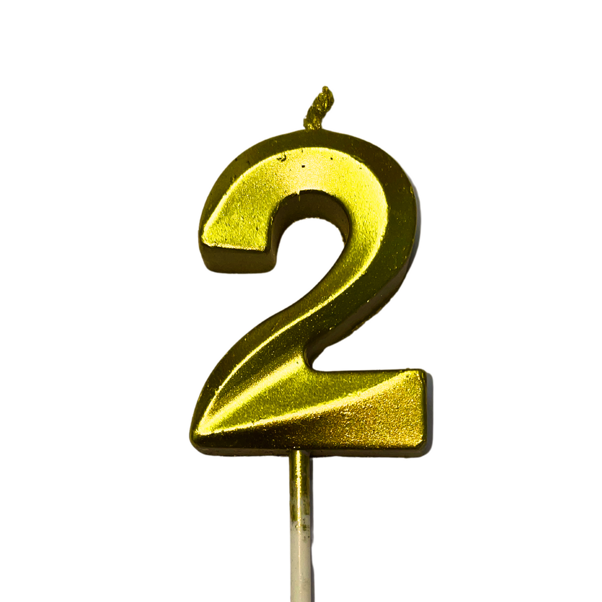 Gold Number 2 Candle - Ideal for Birthdays