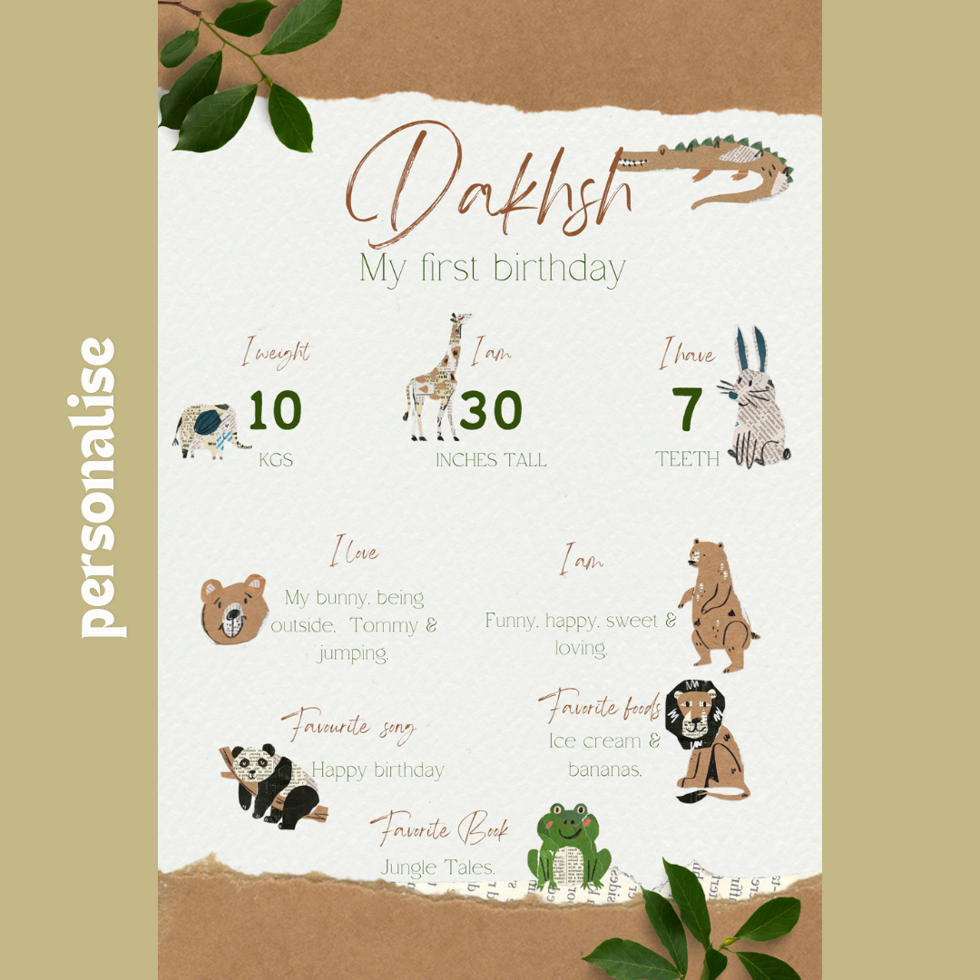 Personalised jungle fest birthday welcome board