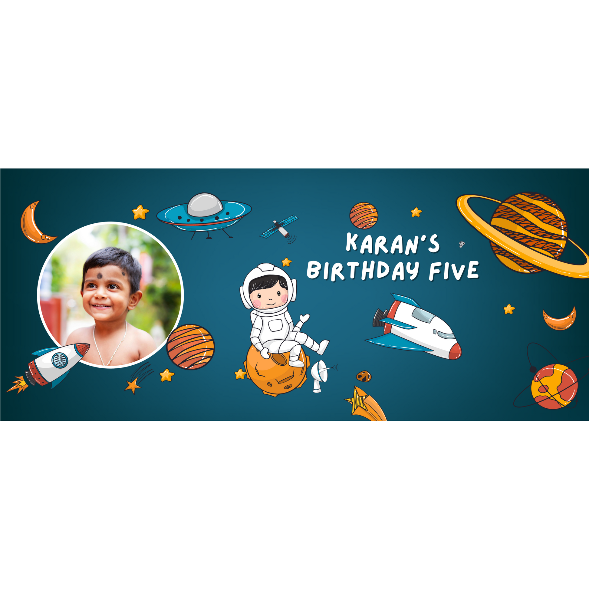 Personalized Space Theme Birthday Backdrop Banner