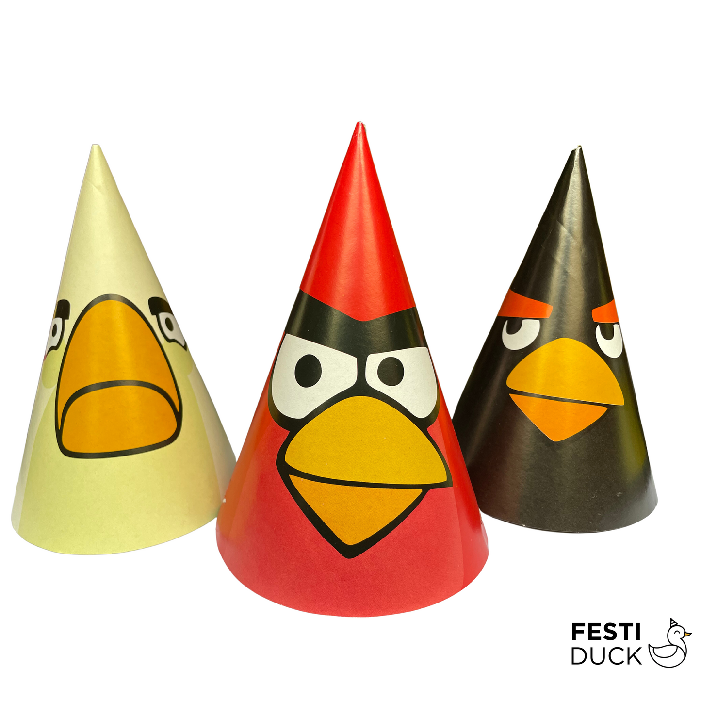 Festi Duck™ Birds Theme Party Caps - Pack of 10, Multicolour, Eco-friendly