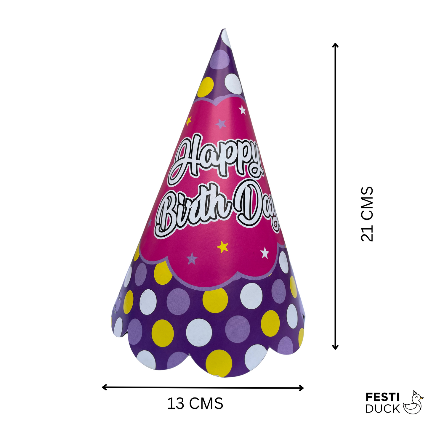 Purple  Bubbles  Happy Birthday Party Hats (Pack of 10)