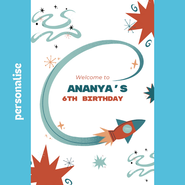 Personalized Rocket Theme Welcome Sign Board