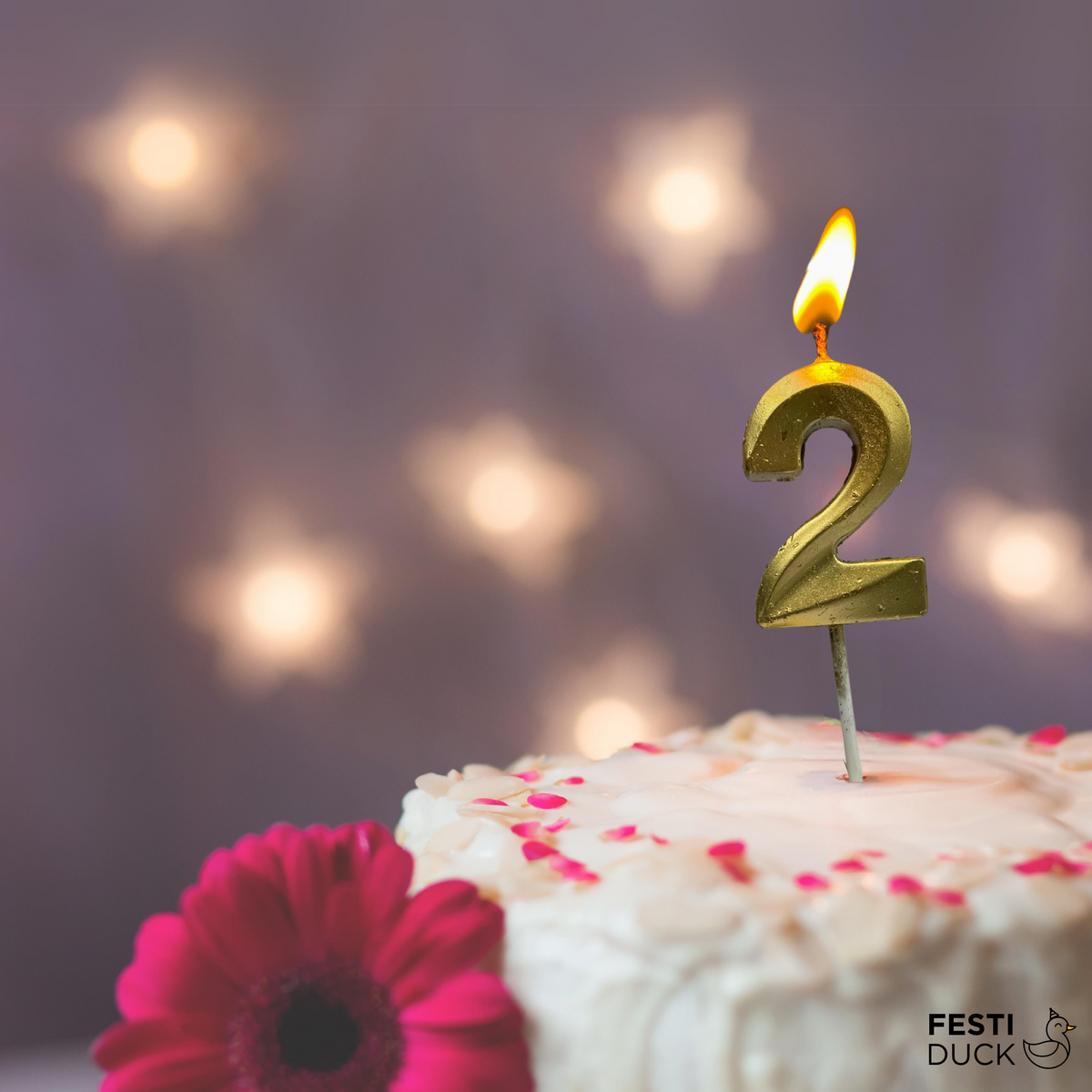 Gold Number 2 Candle - Ideal for Birthdays