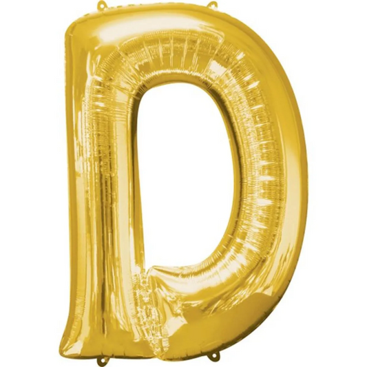 Gold Foil 'D' Letter Balloon - 16 x 40 cm