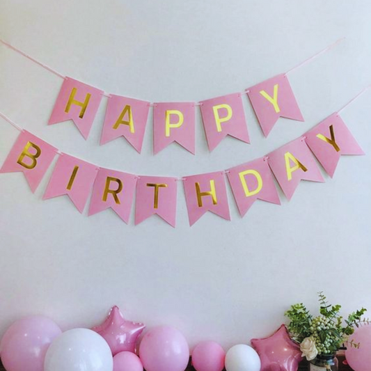 Sophisticated Pink Birthday Banner