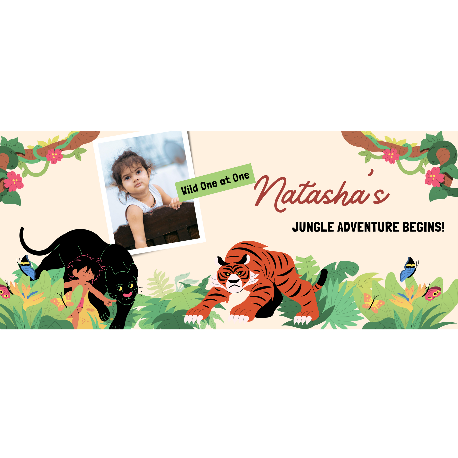 Personalized Forest Adventure Birthday Backdrop Banner