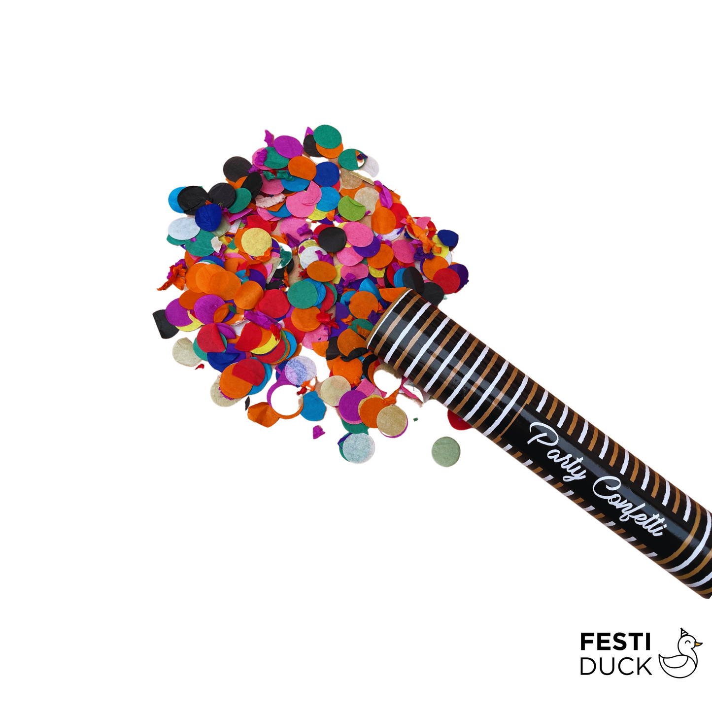Festi Duck Confetti Poppers - 30cm Confetti Cannon with Multicolored Paper Confetti, Black and Brown Party Popper - Pack of 12