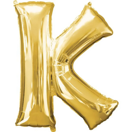 Gold Foil 'K' Letter Balloon - 16 x 40 cm