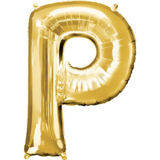 Gold Foil 'P' Letter Balloon - 16 x 40 Cms