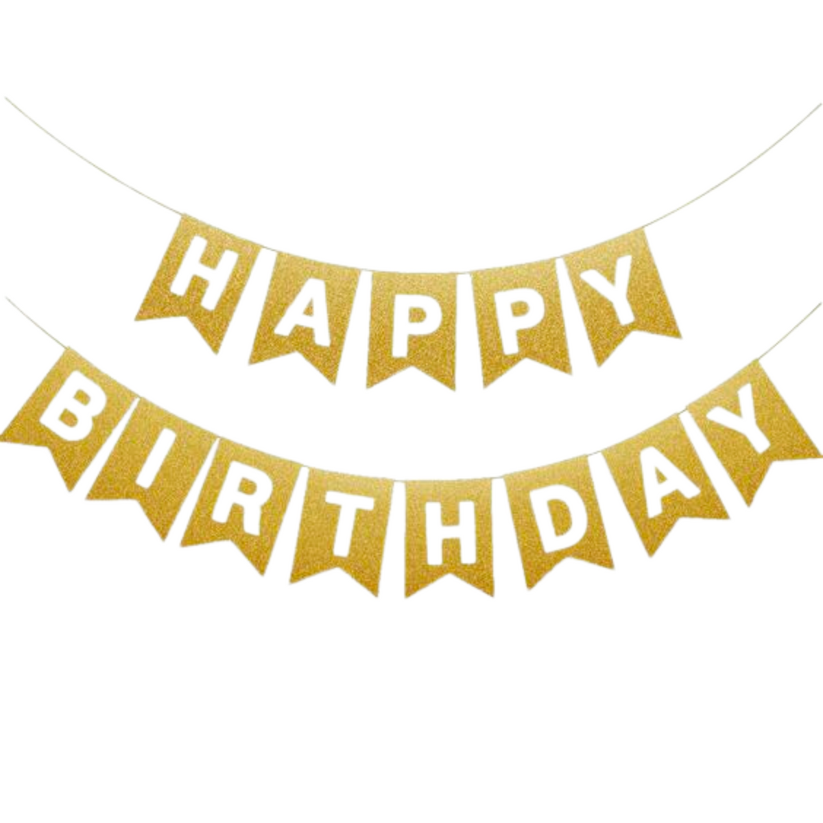 Gold Happy Birthday party banner