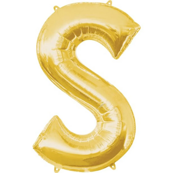Gold Foil 'S' Letter Balloon - 16 x 40 Cms