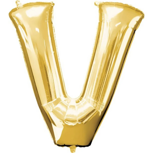 Gold Foil 'V' Letter Balloon - 16 x 40 Cms