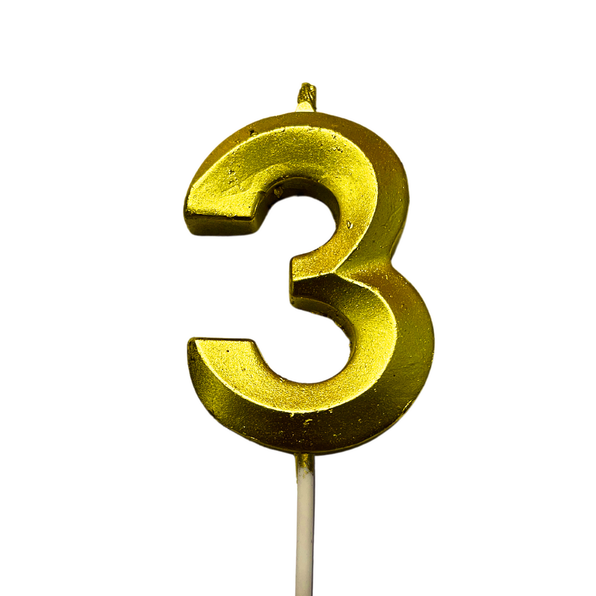 Gold Number 3 Candle - Ideal for Birthdays