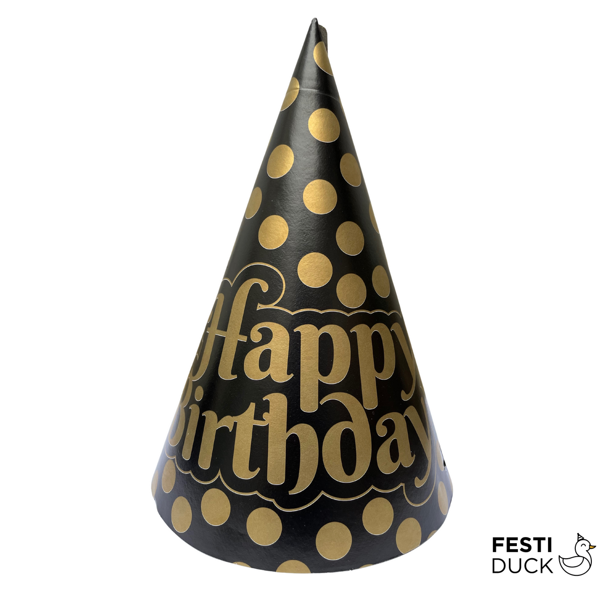 Chic Black and Gold Birthday Party Caps - 10 Pack