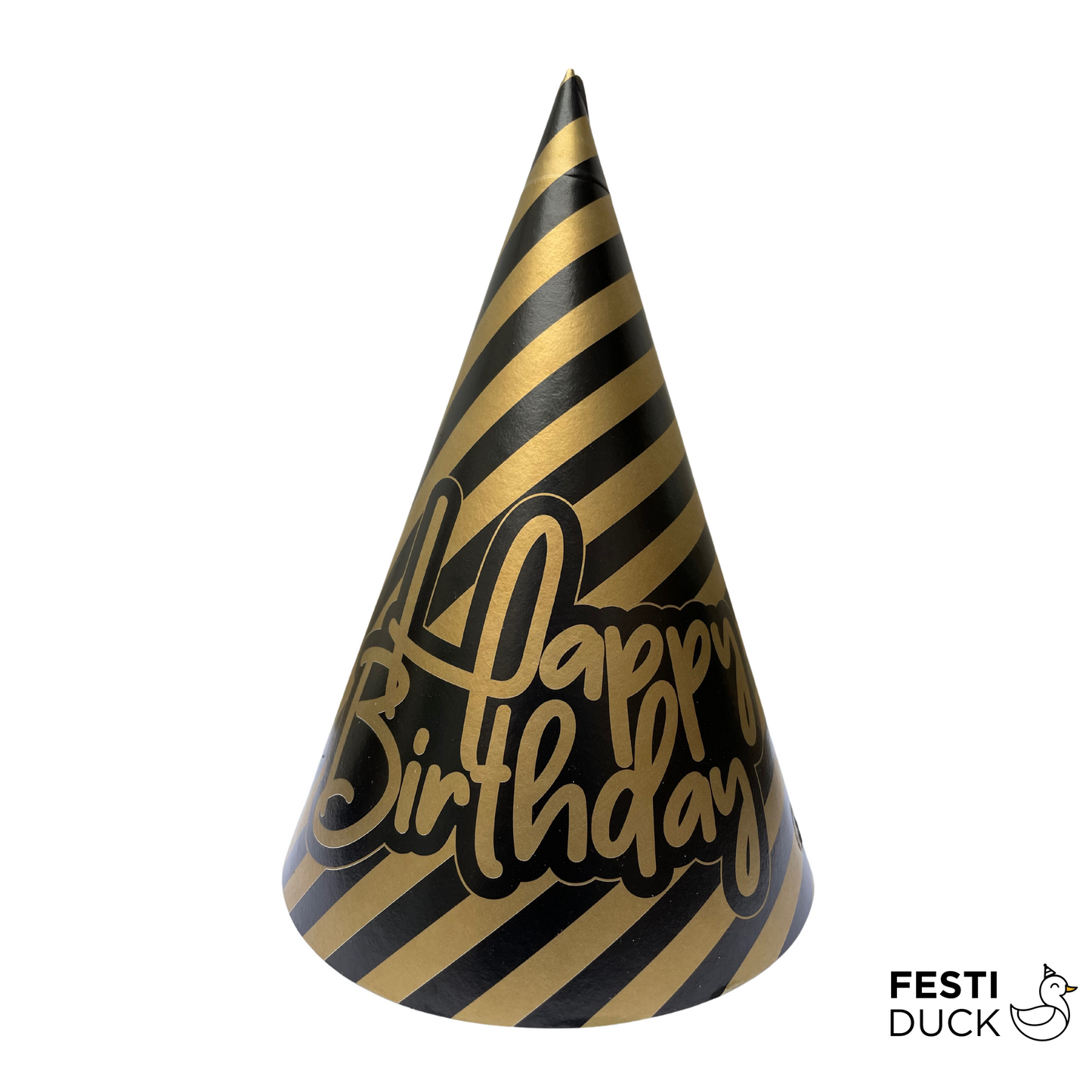 Chic Black and Gold Birthday Party Caps - 10 Pack