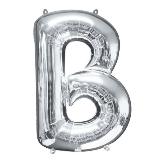 Silver Foil 'B' Letter Balloon - 16 x 40 cm