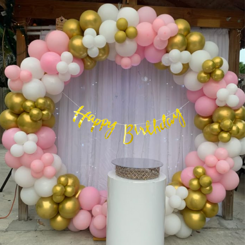 Gold Pink Birthday Balloon Set