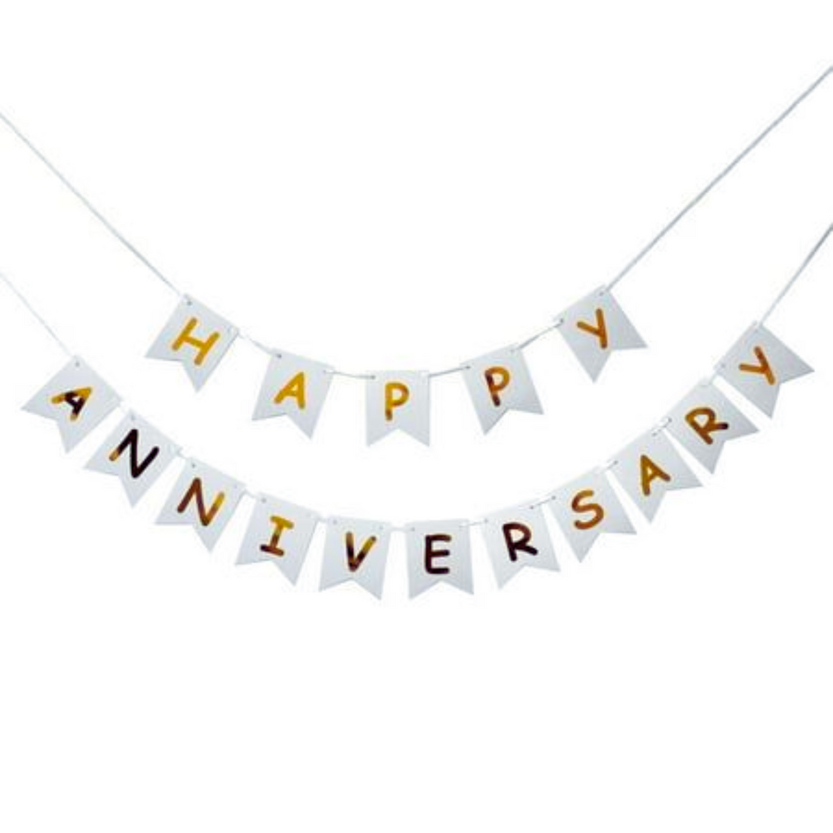 White Happy Anniversary party banner